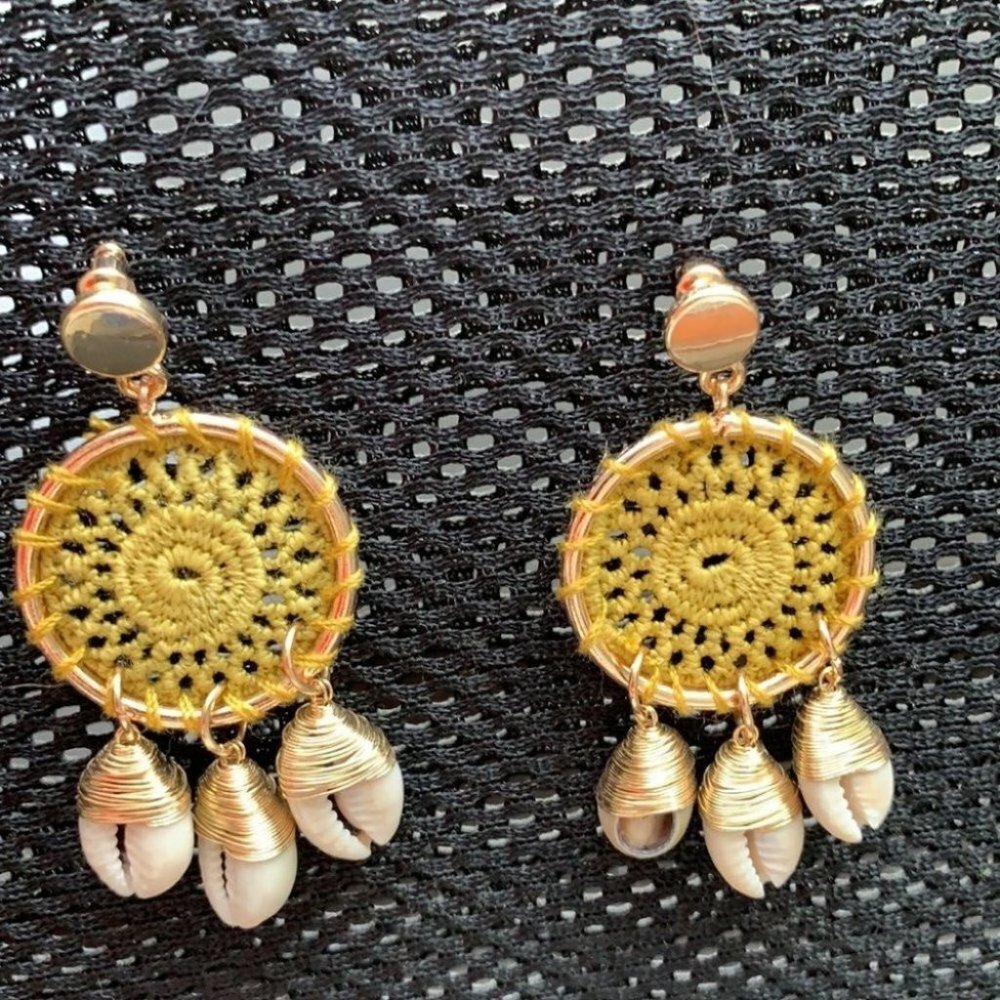 Fashion hoop Shell Dreamcatcher Drop earrings